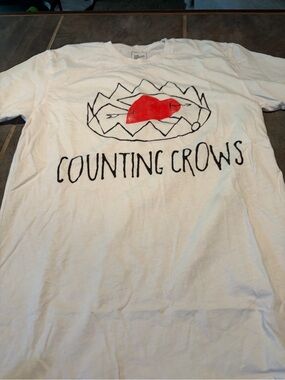 Counting Crows Graphic Short Sleeve Tee in White with Red Heart - size Small